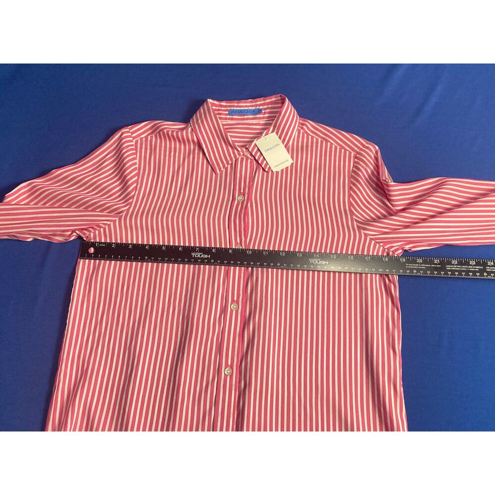 J Mclaughlin Silk Rayon Womens Shirt Denver Blouse Stripped Pink White Size S - Picture 7 of 9